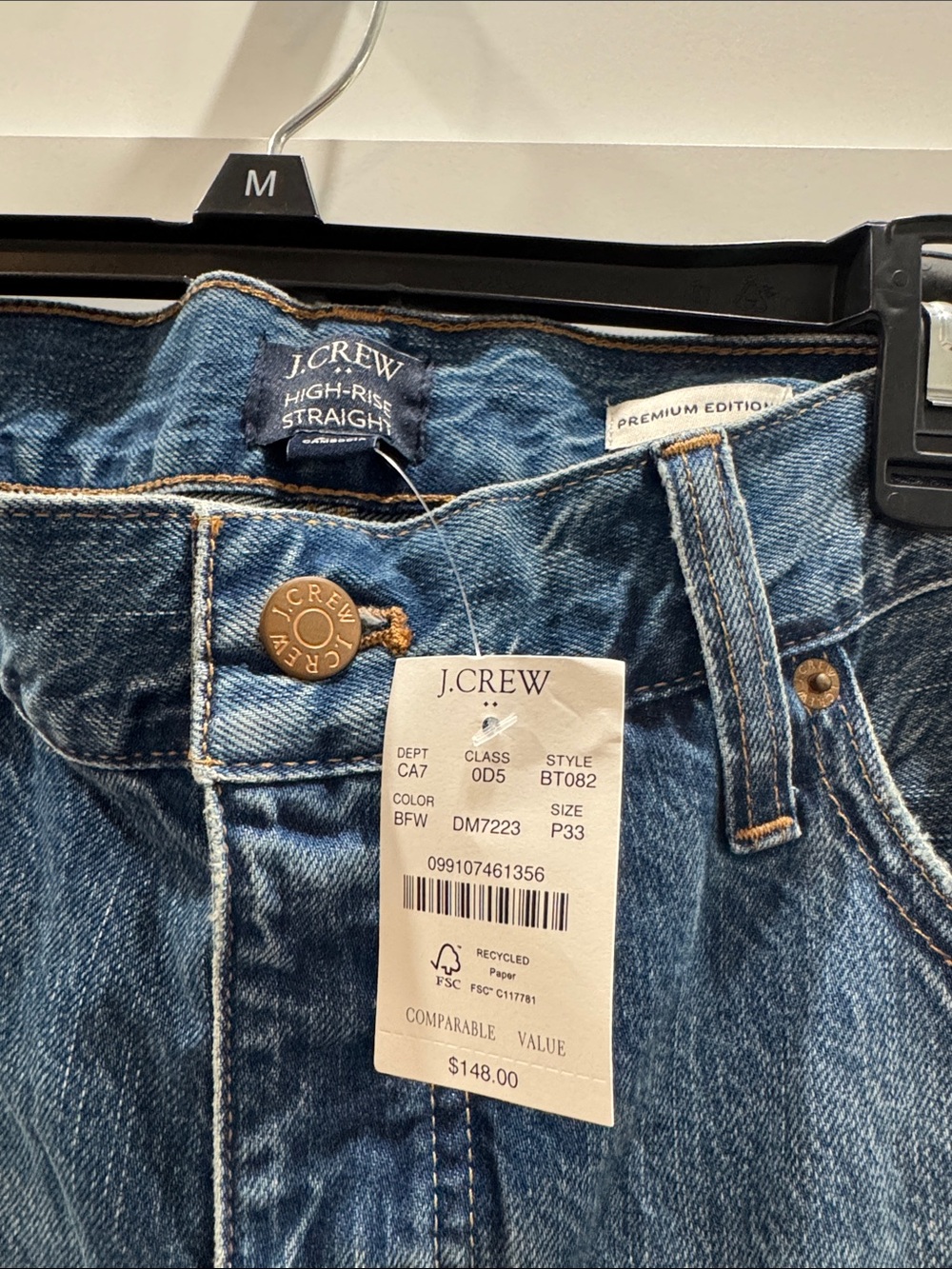 NWT Women’s J.Crew High Rise Straight jeans 33P - Picture 7 of 7